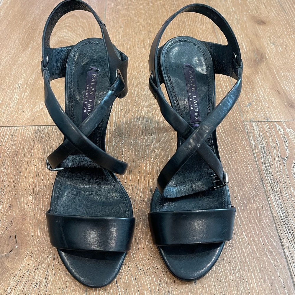 Ralph Lauren Collection Strappy Black Heels - size 8.5